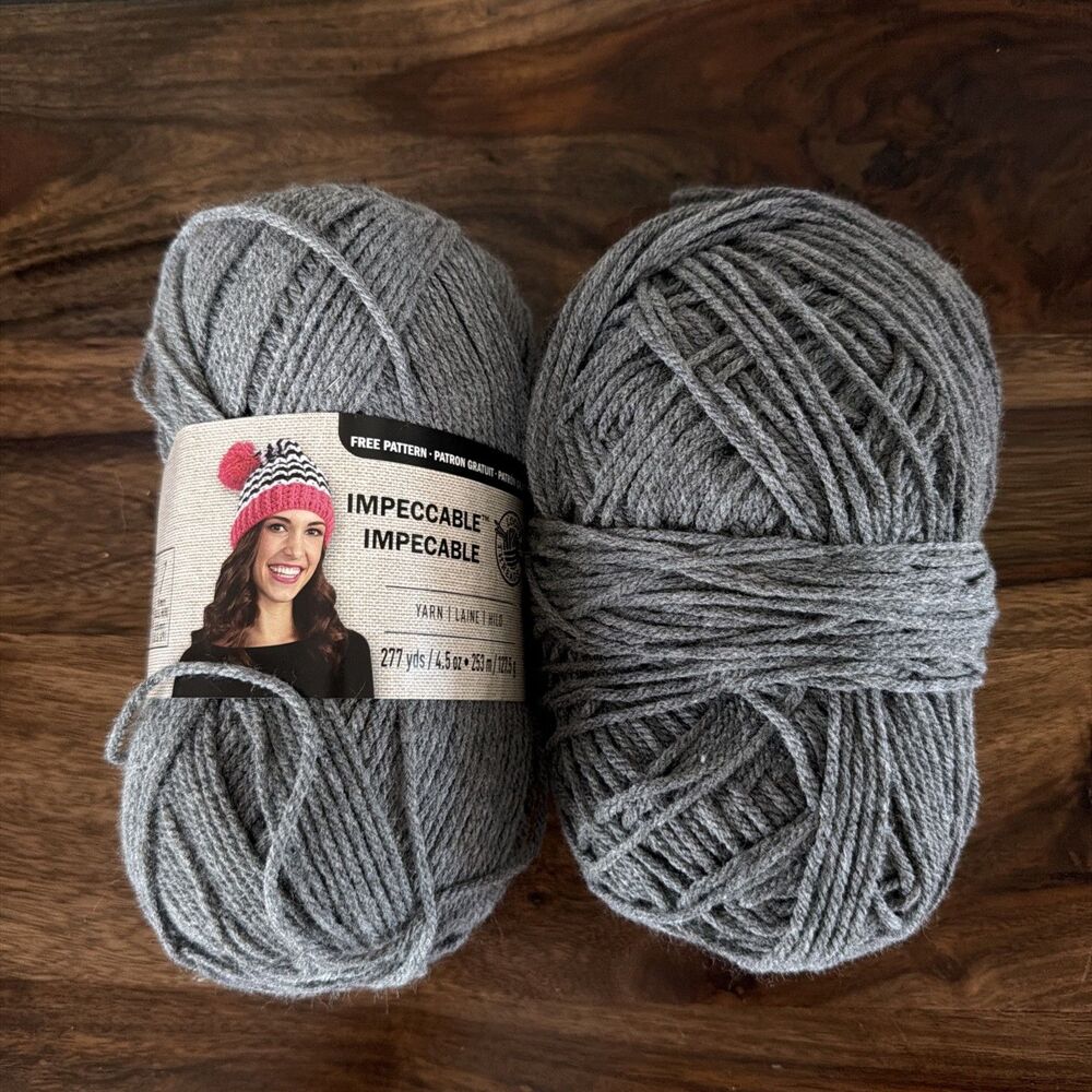 Loops & Threads Impeccable Acrylic Yarn, True Gray, #4, 285 Yards, 2 Skiens